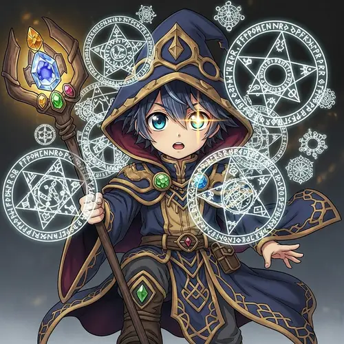 Anime Adorable Genius Sorcerer Boy Illustration