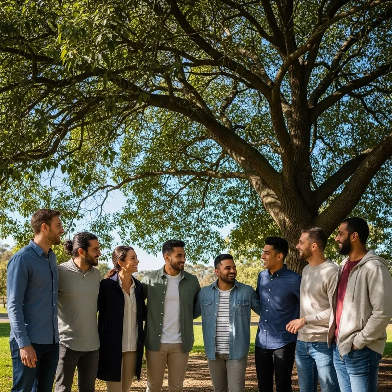 Diverse Group Enjoying Casual Conversations Outdoors