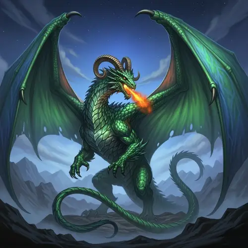 Majestic Dragon with Iridescent Scales | Night Sky Scene