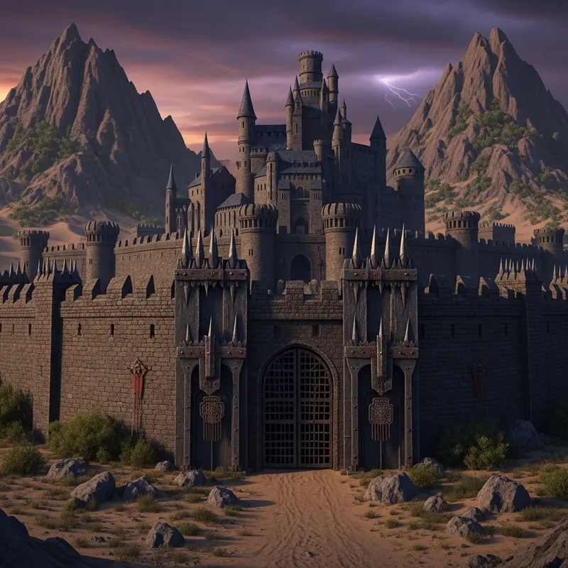 Gloomy Castle Amid High Desert Hills