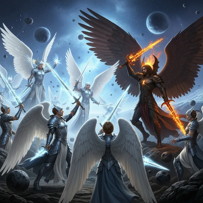 Battle of Angels vs Lucifer at Dawn of Time