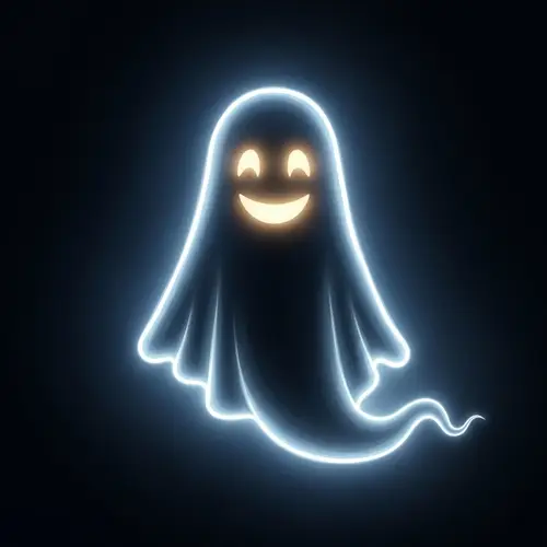 Ghost Smiling Luminously - Enigmatic Digital Illustration