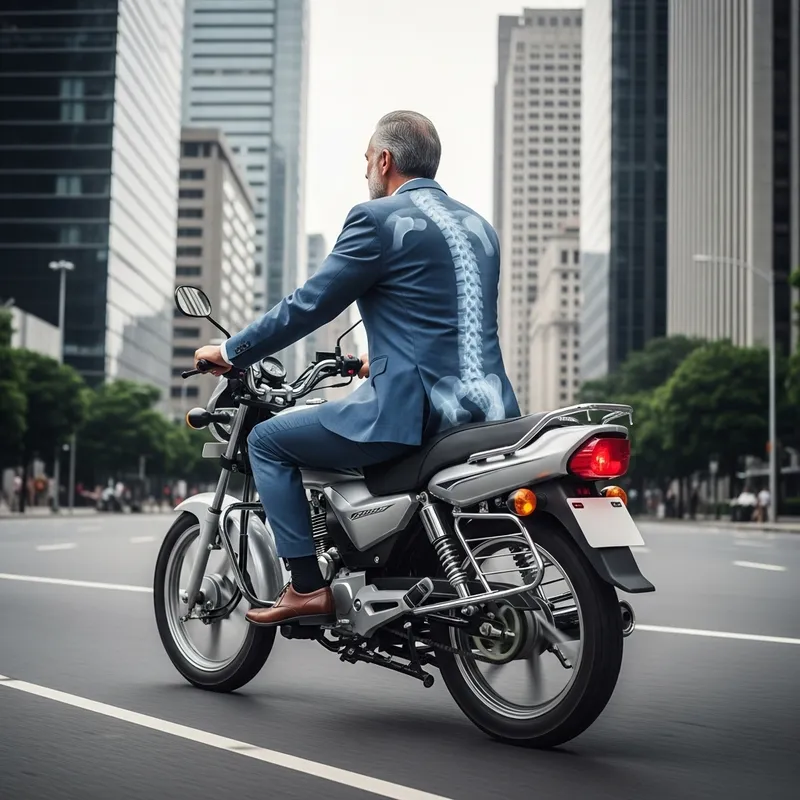 Middle-aged South Asian Man Riding 125cc Motorcycle in Urban Setting