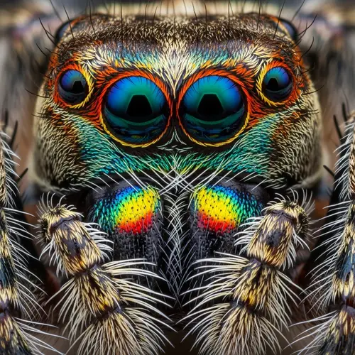 Jumping Spider Face | Vibrant Hues & Detailed Patterns