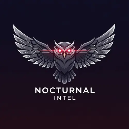 Vector Owl Logo with Glowing Infrared LED Eyes