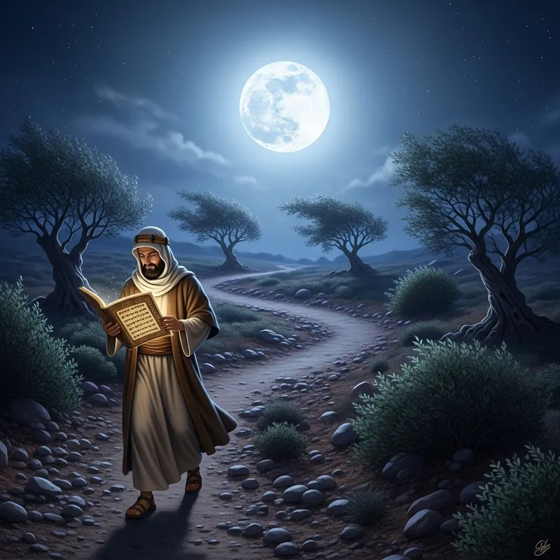 Prophet Muhammad (PBUH) Guided by Moonlight