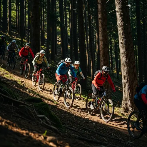 Mountain Cyclists Uphill in Dense Forest | Adventure Cycling
