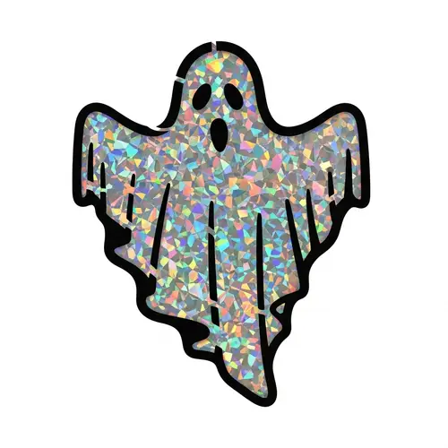 Black and White Ghost Stencil with Holographic Accent
