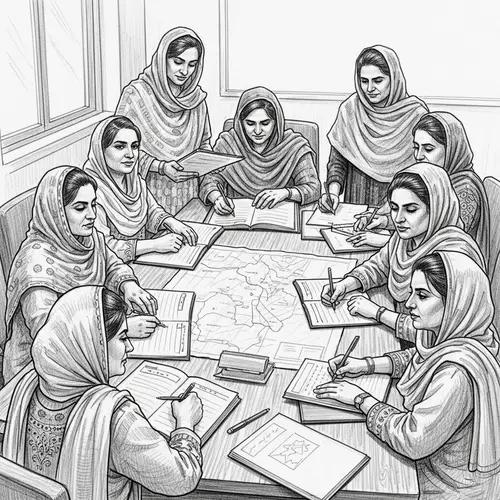 Diverse Women Land Commissioners Sketch in Khyber Pakhtunkhwa, Pakistan