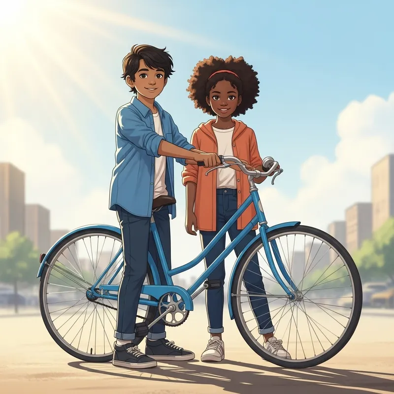 Young Boy and Girl on Bike