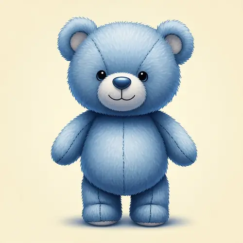 Enchanting Blue Teddy Bear Illustration - Disney-like Charm