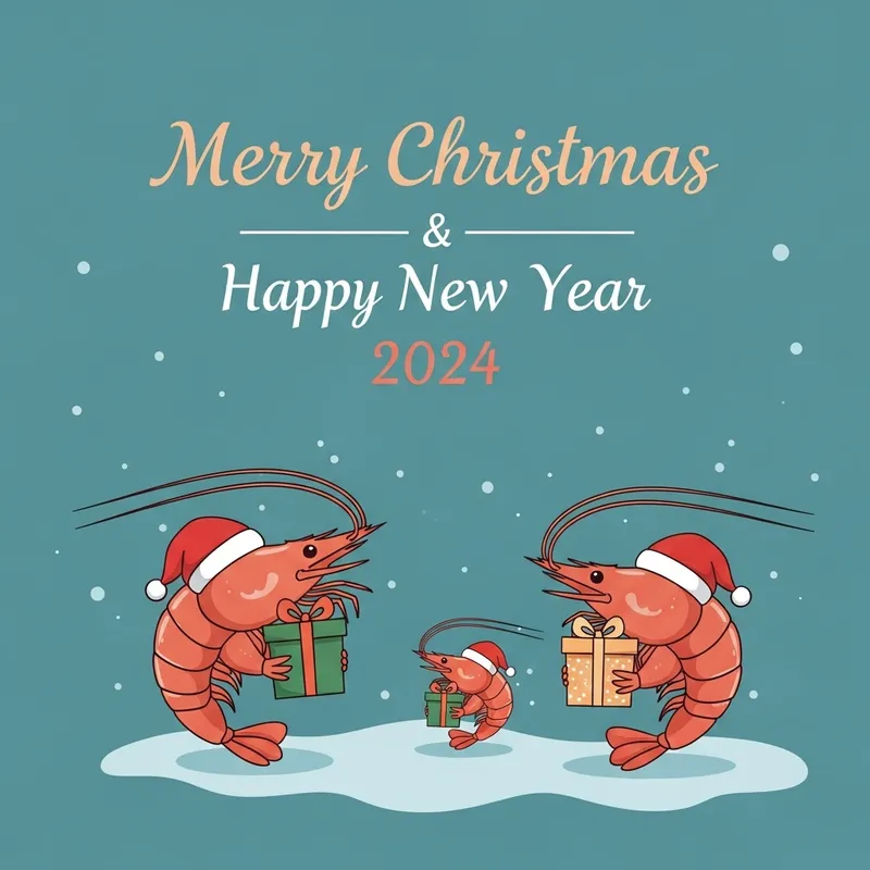 Cute & Simple Merry Christmas & Happy New Year 2024 Card