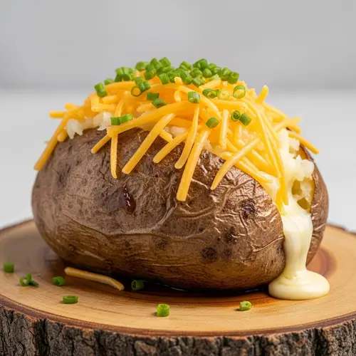 Cheese-Topped Baked Potato with Crispy Skin