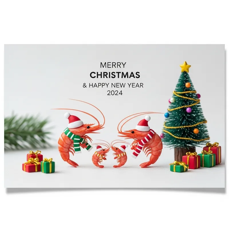 Merry Christmas & Happy New Year 2024 Shrimp Family Card Merry Christmas & Happy New Year 2024 Shrimp Family Card