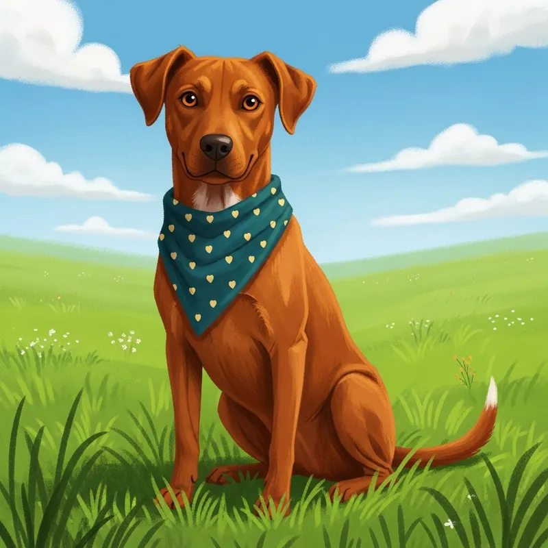 Beautiful Russet-Brown Dog Playing in Field