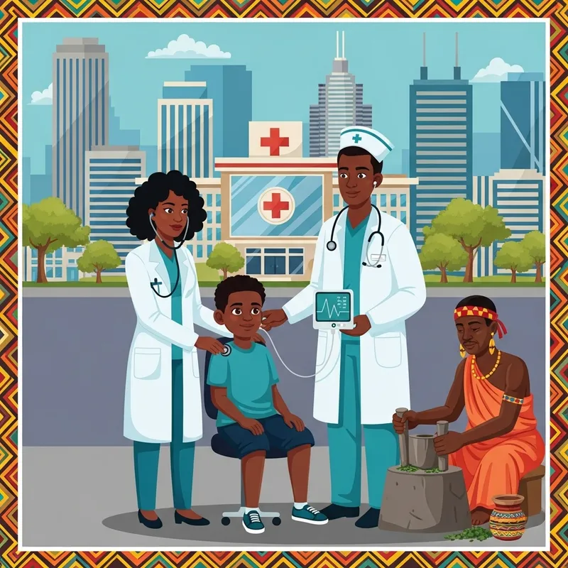 African Health: Modern Healthcare Illustration