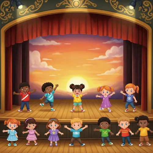 Emotionally Expressive Children on Theater Stage