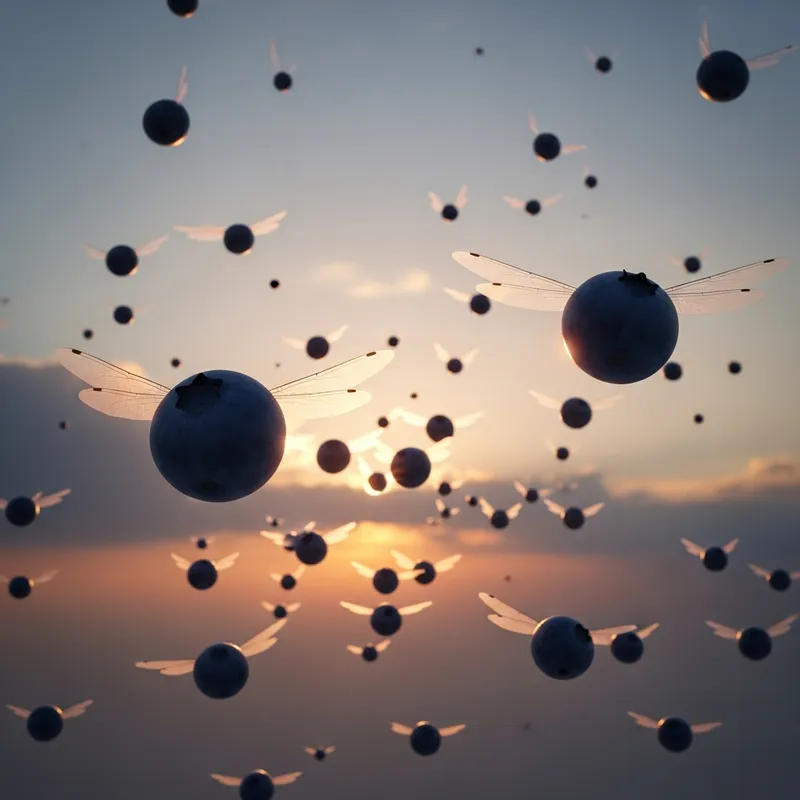 Blueberry Flock Soaring Through the Sky
