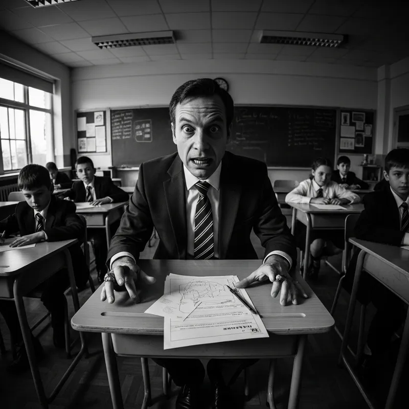 Eerie Teacher: Disheveled Classroom Drama