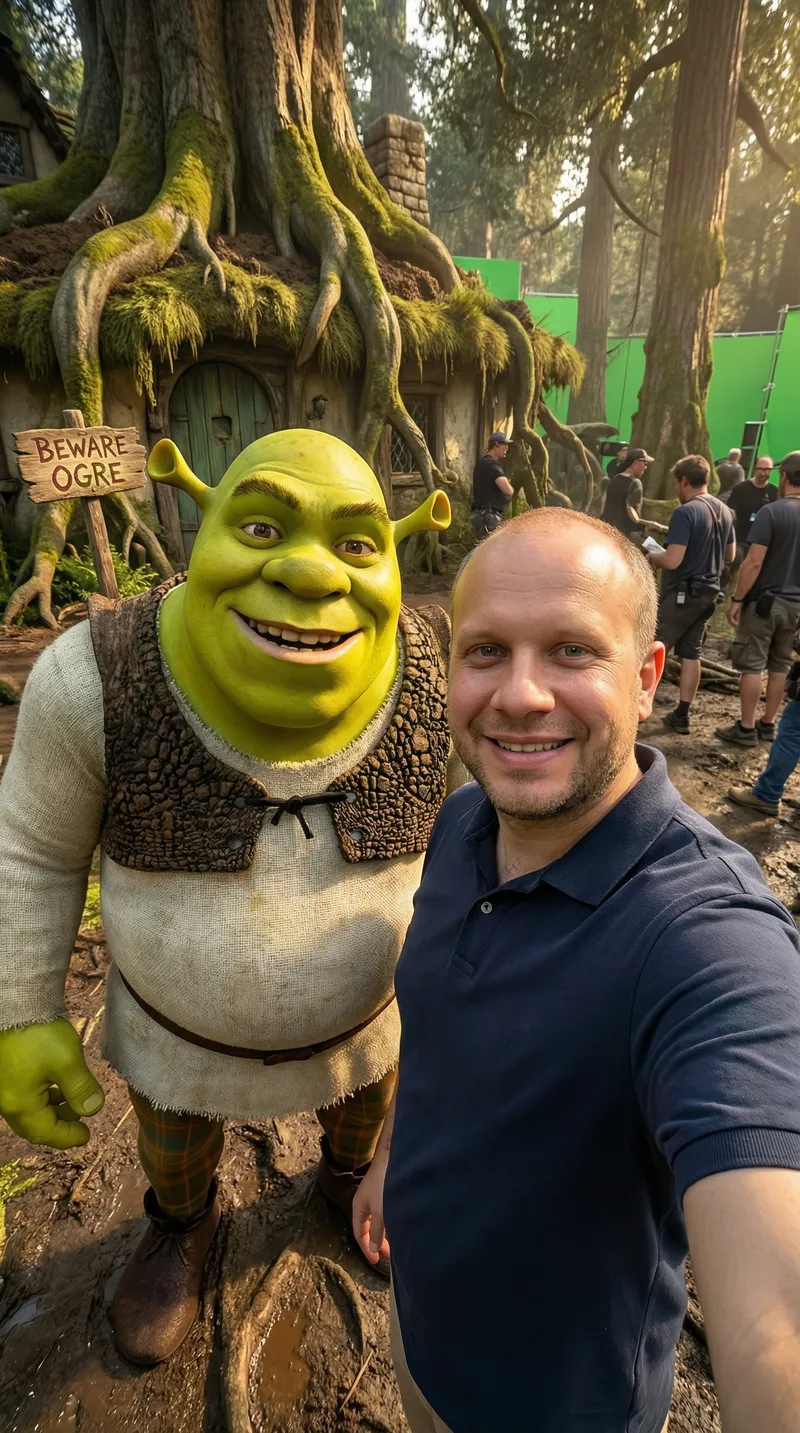 Selfie with Shrek: Capturing a Movie Magic Moment