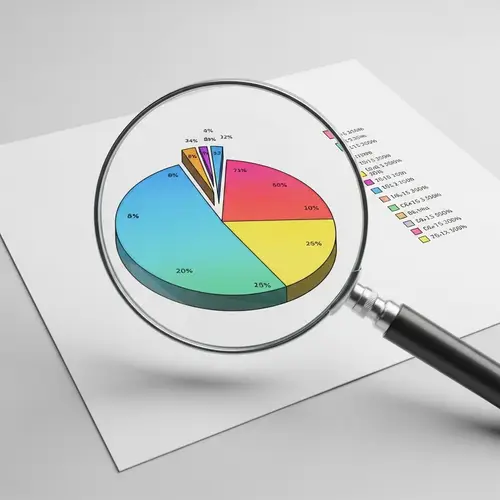 Magnifying Glass Examining Pie Chart Clipart