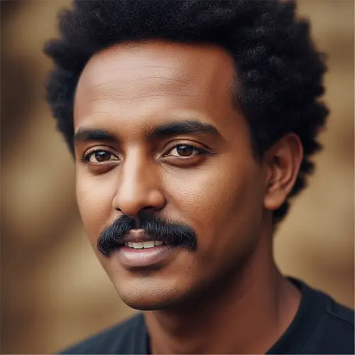 Ethiopian Man with Oval Face and Thick Mustache | Dignified Appearance