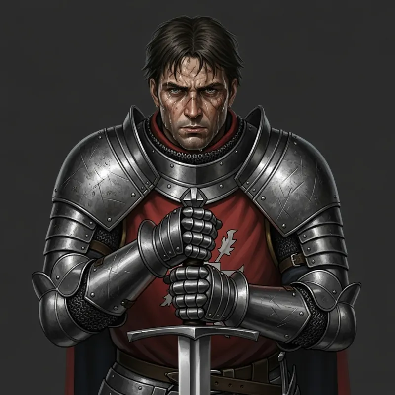 Resilient Knight Refusing to Surrender - Armor-Clad Warrior