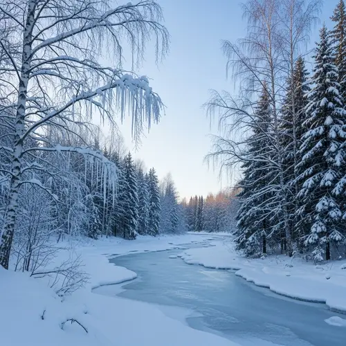 Russian Winter Wonderland: Serene Nature Scene