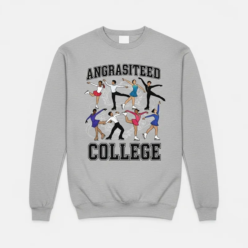 Vintage Sweatshirt with Figurative Skating College Emblem