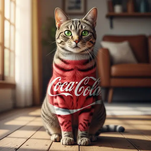 Coca-Cola Cat: Intriguing Feline with Logo Pattern Fur