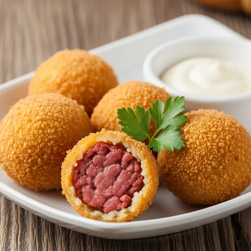 Smoked Meat Croquettes Recipe with Creamy Sauce