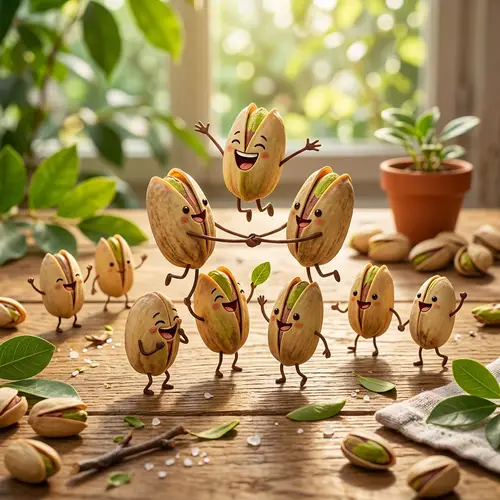 Adorable Pistachios: Playful Nuts with Unique Shapes and Expressions