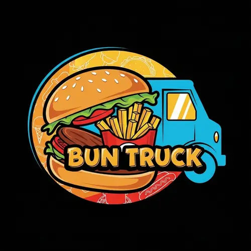 Bun Truck: Burger & Fries Food Truck Logo Design