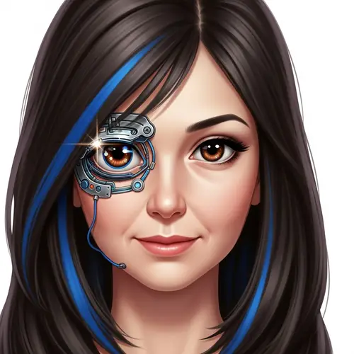 Captivating Cartoon Girl with Bionic Eye - Futuristic Character