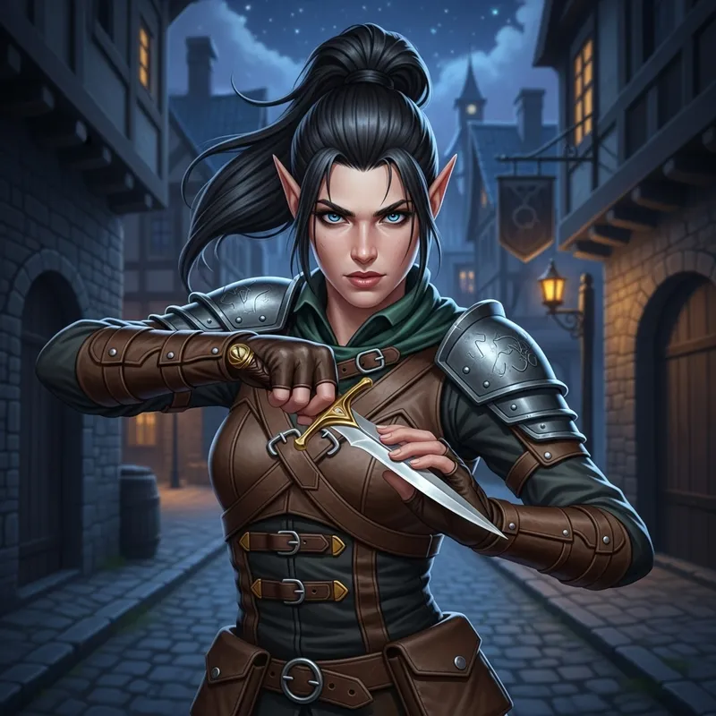 Female Half-Elf Rogue with Sharp Features | Fantasy Art