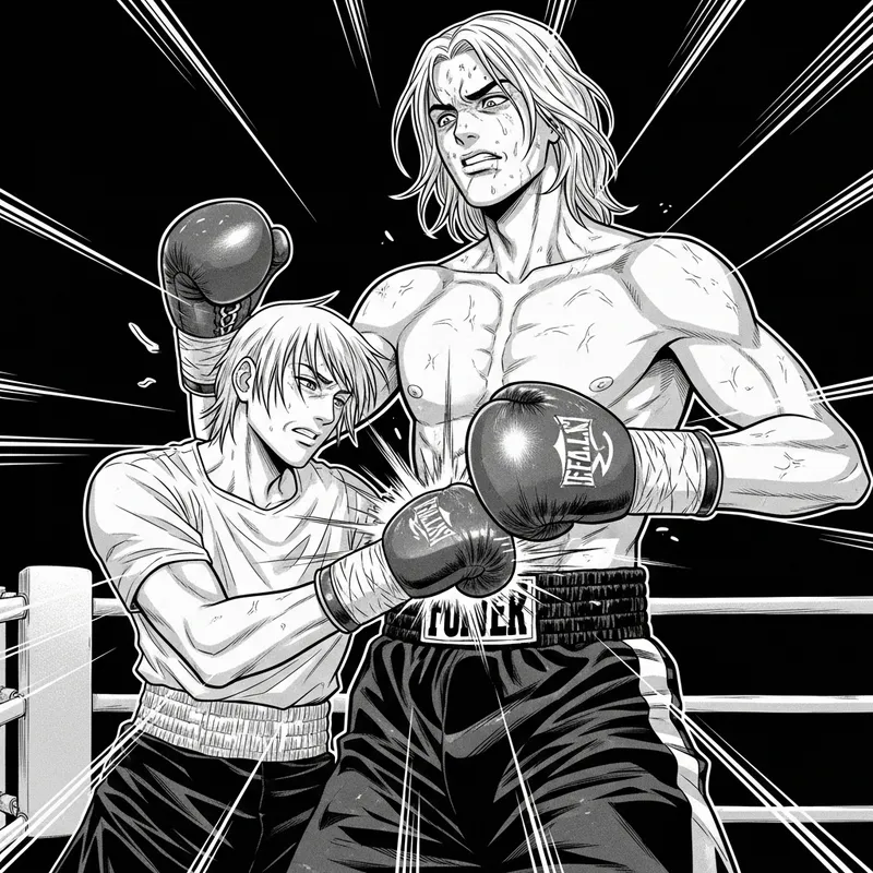 Dynamic Boxing Match Illustration: Intense Comic Art