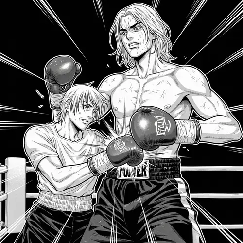 Intense Comic Book-Style Boxing Match Illustration