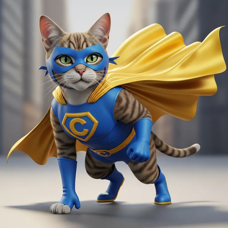 Tabby Cat Superhero Costume | 3D Rendering