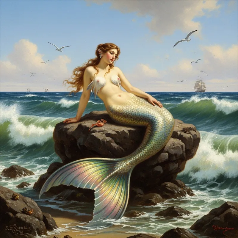 19th Century Mermaid - Traditional Art Style