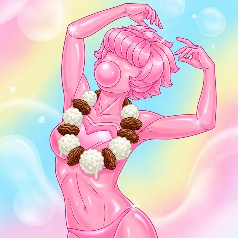 Bubble Gum Superhero with Grape and Curd Necklace