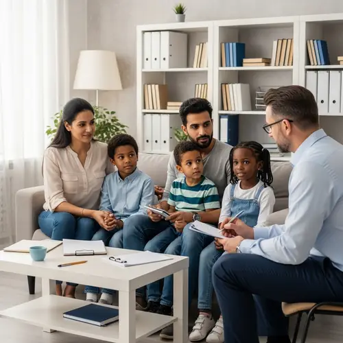 Diverse Family Counseling in Well-Lit Psychologist's Office