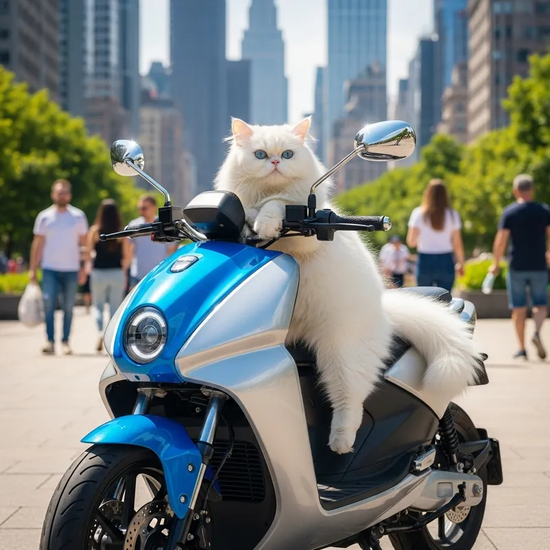 Adorable Cat Riding Electric Vehicle