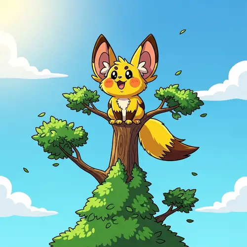 Pikachu on a Tree: Joyful Cartoon Adventure