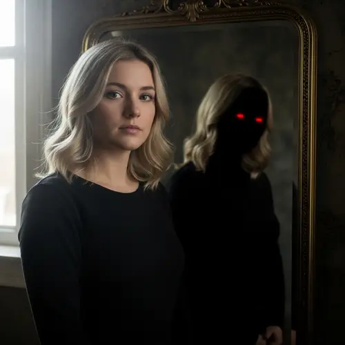 Blonde Woman Reflecting the Sinister