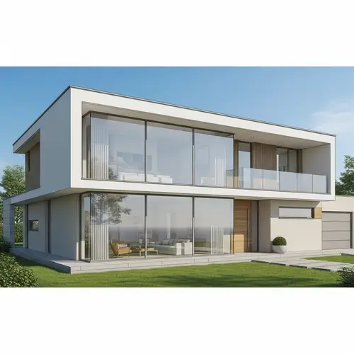 Modern Two-Storey House Design with Wide Glass Window