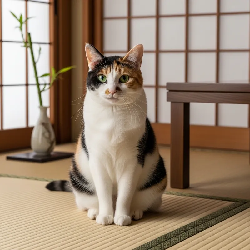 Japanese Cat on Tatami Mat - The Essence of Japanese Culture | Mèo nhật bản