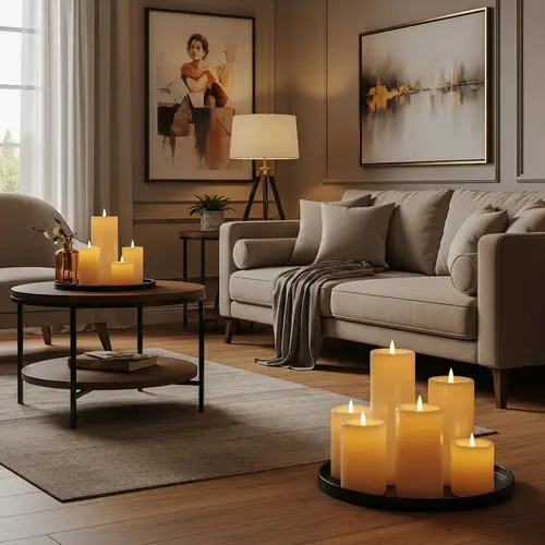 Serene Interior with Beautiful Wax Candles - Ideal Home Ambiance