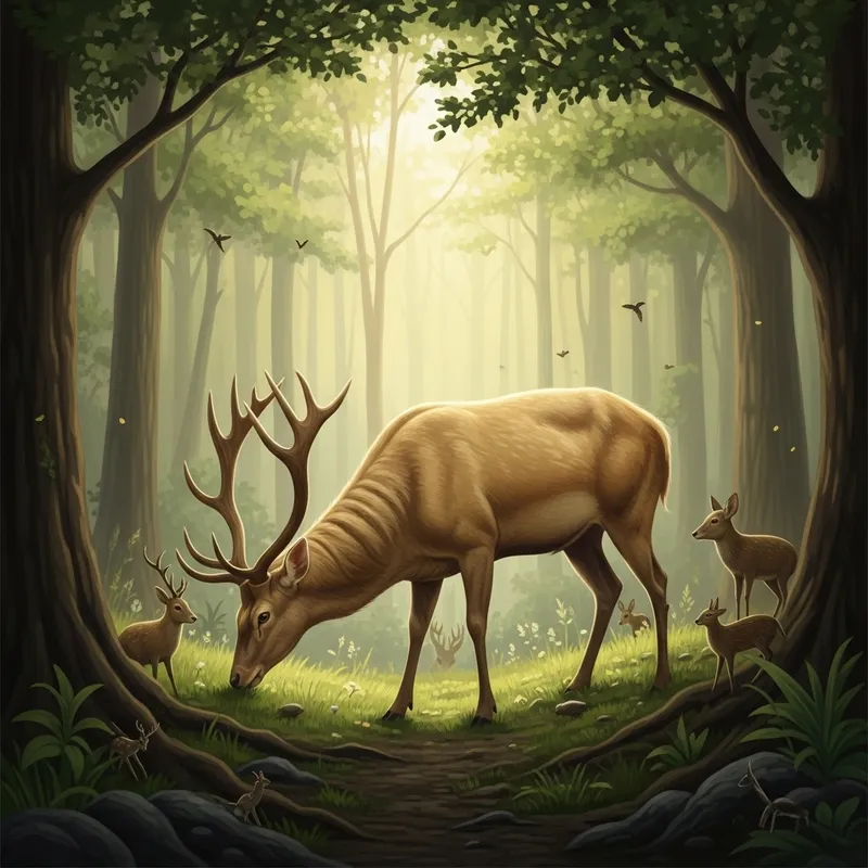 Majestic Blonde Deer with Big Chest in Tranquil Forest | Wildlife Beauty