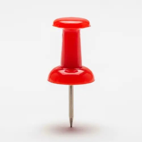 Shiny Red and Silver Pushpin - Office Supplies