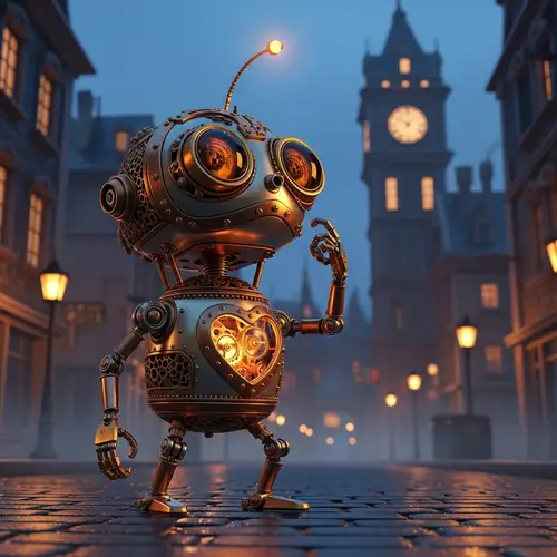 Adorable Steampunk Mechanical Entity - Photorealistic Art